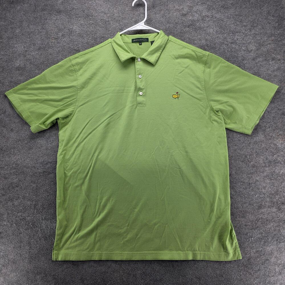 Augusta National Shirt Mens XL Green Stripe Pima Cotton Golf Polo Masters Logo